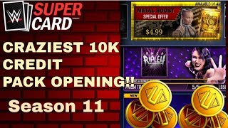 CRAZIEST 10K CREDIT SEASON 11 PACK OPENING INSANE SEASON 11 HAUL WWE SUPERCARD [upl. by Ytteb736]