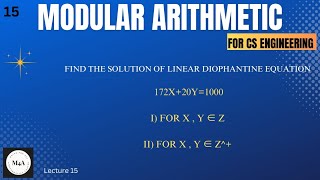 Example on Linear Diophantine Equation Modular Arithmetic22MATS101module4Dr Sujata T [upl. by Garratt]