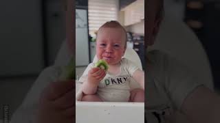 Baby Tries Kiwi For The First Time 🥝😂 [upl. by Sirrot]