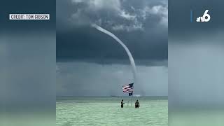 Huge Waterspout Caught on Video at Beach in Islamorada Florida [upl. by Dewar614]