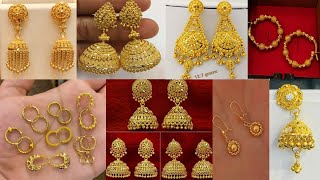 Latest gold earrings designs collections  gold jhumki jhumka goldearrings chandbalihoop design [upl. by Ttehr]