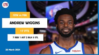 ANDREW WIGGINS 17 PTS 7 REB 1 AST 2 BLK 0 STL vs MIA  20232024 GSW  Player Full Highlights [upl. by Iadahs]