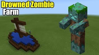 Drowned Zombie Farm  Minecraft PE [upl. by Marsiella]