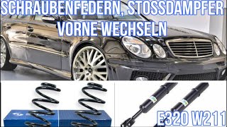 Mercedes E320 W211 Schraubenfeder Stoßdämpfer wechseln Change coil spring shock absorber [upl. by Eelam]