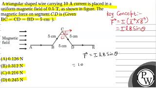 A triangular shaped wire carrying \10 \mathrmA\ current is placed in a uniform magnet [upl. by Arvell]