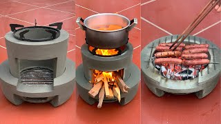 How To Make A 2in1 Firewood Stove From A Plastic Mold  Beautiful and Easy [upl. by Celinda]