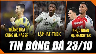 TIN BÓNG ĐÁ 2310  VINICIUS LẬP HATTRICK ARSENAL THẮNG NHỌC NHẰN RONALDO THĂNG HOA CÙNG AL NASSR [upl. by Camilla]