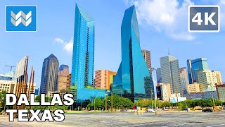 4K Downtown Dallas Texas USA  Virtual Walking Tour amp Travel Guide 🎧 Binaural City Sounds [upl. by Krissie]