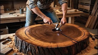 Creating a Beautiful Outdoor Furniture Set from Rare Aged Tree Trunk  Unique Woodworking Skills [upl. by Neiman]