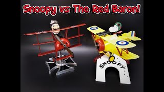 Snoopy Sopwith Camel VS Red Baron Fokker Triplane Peanuts Cartoon Scale Model Build Review [upl. by Lemmueu517]