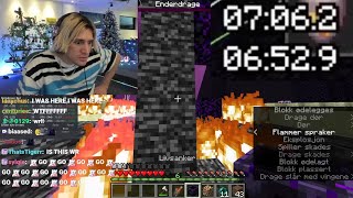 xQc reacts to Minecraft Speedrun World Record Ending 701 [upl. by Eolanda716]