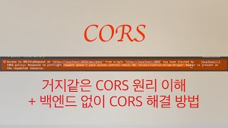 거지같은 CORS 원리 이해  백엔드 없이 CORS 해결 방법 [upl. by Darraj]