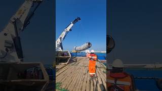 Improvised Pipeline for Offshore Operation💪 trending offshorework pipeline cranework helmet [upl. by Skipper]