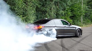 800HP BMW M5 F90  CRAZY BURNOUTS And Drag Racing [upl. by Retepnhoj]