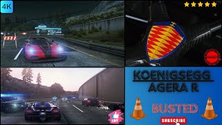 4K  NFSMost Wanted  KOENIGSEGG AGERA R Vs POLICE  POLICE CHASEMAX HEAT LEVEL  BUSTED [upl. by Nayrbo]