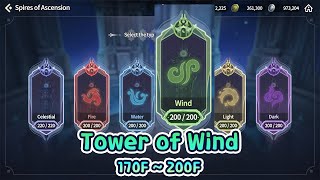 SoA  Climbing the Tower of Wind 170F  200F Summoners War Chronicles [upl. by Naujid]