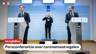 LIVE Persconferentie over coronamaatregelen [upl. by Leeth]