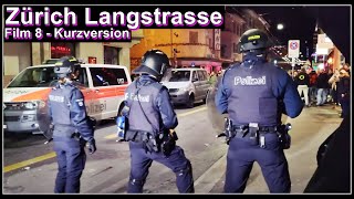 Polizei löst Demo an der Langstrasse Zürich auf Film 8  Kurzversion Stadt Zürich Schweiz 2023 [upl. by Arhat96]