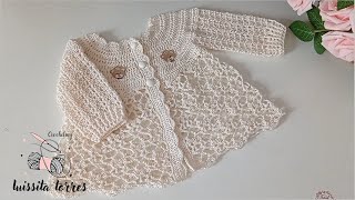 Chambrita para bebé Tejida a Crochet MUY FÁCIL 03 meses paso a paso Rápido de hacer tejido easy [upl. by Dobrinsky874]