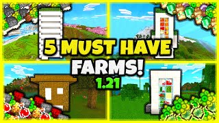 5 MUST HAVE FARMS In Minecraft Bedrock 121 [upl. by Olva]