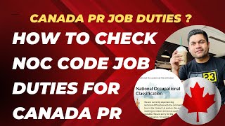 How to check Job Duties for Canada PR 2024 NOC Code Kya hai  canadapr [upl. by Guria]