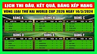 Lịch Thi Đấu Kết Quả Bảng Xếp Hạng Các Bảng Đấu Tại Vòng Loại Thứ 2 World Cup 2026 Ngày 1432024 [upl. by Aiceled]