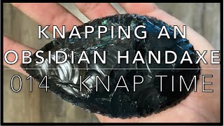 014 Sunday Knapping  Obsidian Biface Acheulean Handaxe obsidian oregon flintknapping [upl. by Edson]