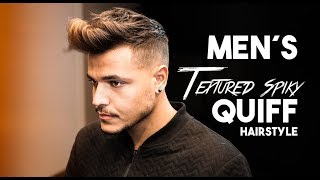 Men´s Textured Spiky Quiff HairstyleHairstyling inspiration 2019 [upl. by Josephina]