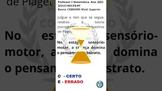 13 Banca CEBRASPE  TEORIA DA APRENDIZAGEM  professor pedagogiaparaconcurso piaget vygotsky [upl. by Atena781]