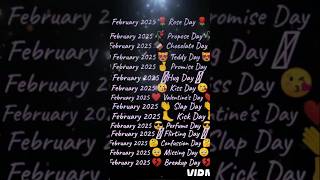 Coming Soon Valentine Week  7 Feb to 14 Feb all day list  kal konsa day hai 2025  valentinesday [upl. by Kreitman]