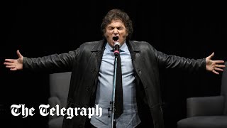 Argentinas president Javier Milei sings rock song at book launch event [upl. by Birkner]