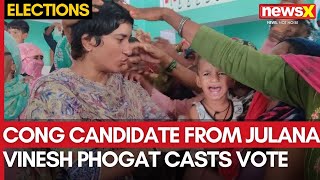 Haryana Breaking News  Vinesh Phogat Casts Her Vote  Says want to work for issues of Haryana [upl. by Firehs726]