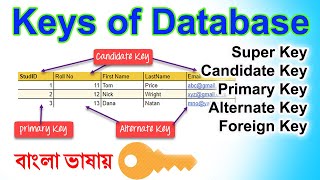 DBMS Key in Bangla  Super Key Candidate Key Primary Key Alternate Key Foreign Key of Database [upl. by Dinsdale325]