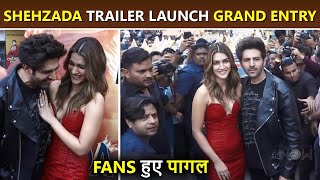 Shehzada Trailer Launch  Pushing Pulling Falling Kartik Aaryan Kriti Sanon Grand Entry [upl. by Oettam815]