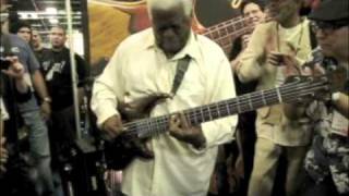 Abraham Laboriel  Wyn Guitars booth Winter NAMM 11 [upl. by Aehcim]