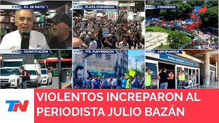 El periodista Julio Bazán fue increpado violentamente por manifestantes [upl. by Arluene]