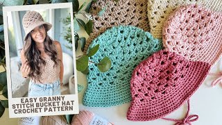 Granny Stitch Bucket Hat Pattern Crochet Pattern  Easy Summer Crochet Hat [upl. by Leur]