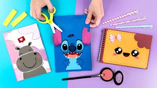 5 IDEIAS PARA CUSTOMIZAR CADERNOS PARA VOLTA ÀS AULAS 📚 Stitch Galaxia Kawaii e mais [upl. by Finegan]