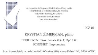 KRYSTIAN ZIMERMAN at Avery Fisher Hall first half only NEW YORK 1986 [upl. by Asaph]