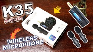 K35 Wireless Microphone  Mic For Youtubers Review amp Test  Dual Receivers  DSLR Camera Mic Hindi [upl. by Eydnarb]