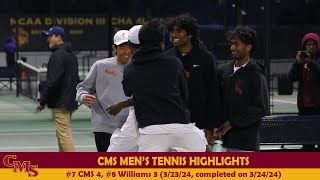 CMS Mens Tennis Highlights vs Williams 32424 [upl. by Ynehpets]