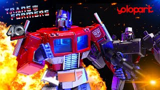 Transformers Stop Motion  G1 Optimus Prime VS Megatron  Yolopark AMK Pro Animation [upl. by Edda]