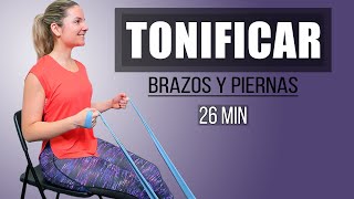 Brazos y Piernas TONIFICADOS con Bandas y Silla  26 min [upl. by Nayrb]