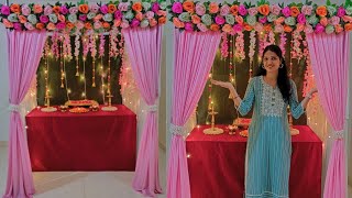 simple amp easy festival mandap decoration ideas Navratri decoration ideas durga puja [upl. by Kizzee575]