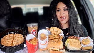 BREAKFAST FOOD FEAST MUKBANG Wendys iHop McDonalds Burger King [upl. by Beverle95]