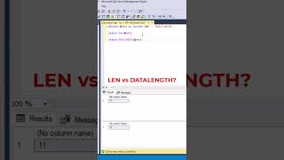 SQL LEN vs DATALENGTH Difference datascience programming coding [upl. by Noroj517]