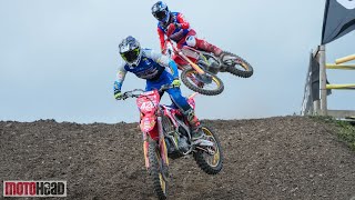 Battle of the year Conrad Mewse and Josh Gilbert slug it out in the Revo Brit MX1 at Schoolhouse [upl. by Jase]