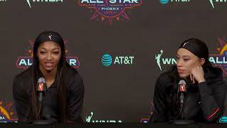 WNBA AllStars pregame Angel Reese and Dearica Hamby [upl. by Irabaj]