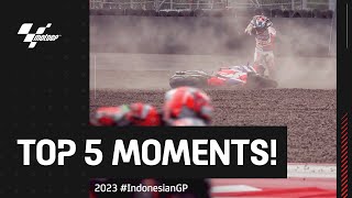 Top 5 MotoGP™ Moments 😱  2023 IndonesianGP [upl. by Wolff]