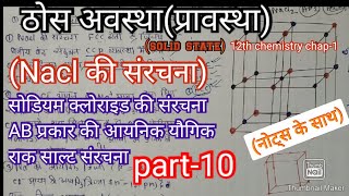 nacl structure in solid state। sodium chloride structure in solid state structureof NaCl in hindi [upl. by Ddet]